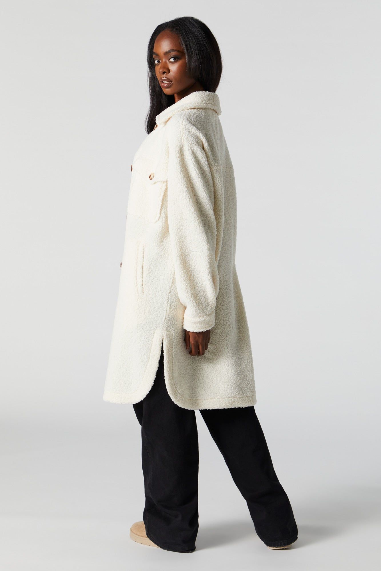 Longline Sherpa Shacket sold by Charlotte Russe product image thumbnail 2