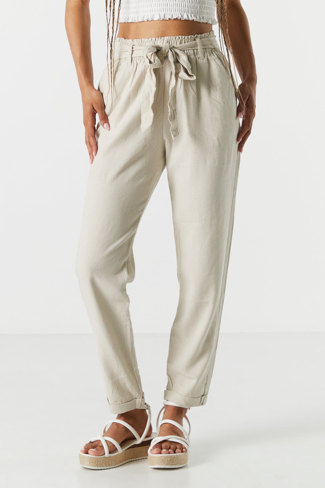 Linen Belted Paperbag Pant sold by Charlotte Russe product image thumbnail 12