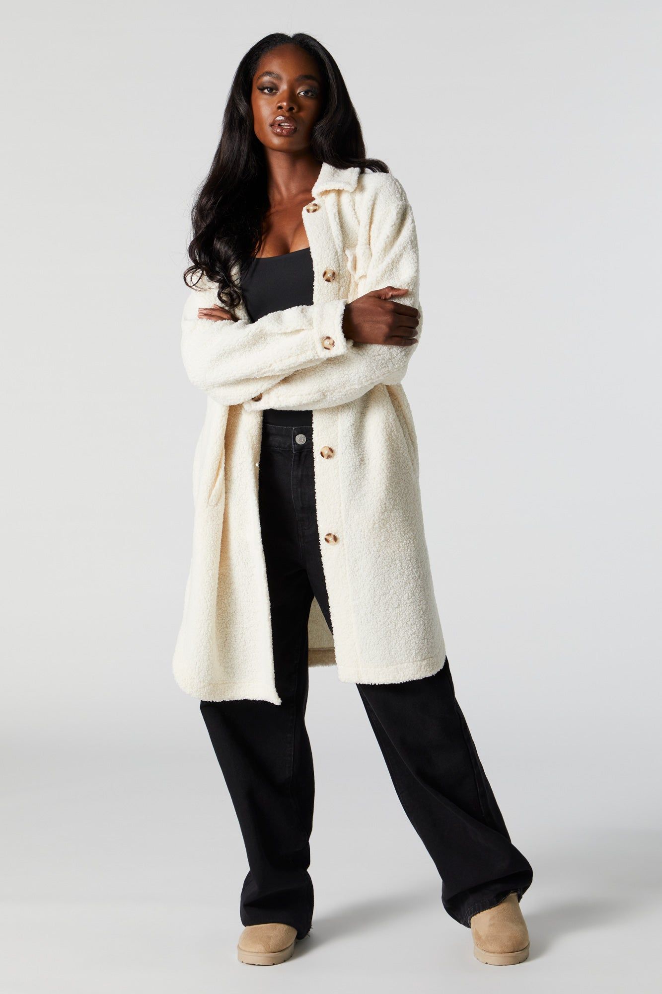 Longline Sherpa Shacket sold by Charlotte Russe product image thumbnail 4