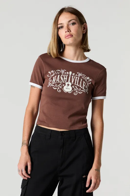 Nashville Graphic Ringer T-Shirt sold by Charlotte Russe