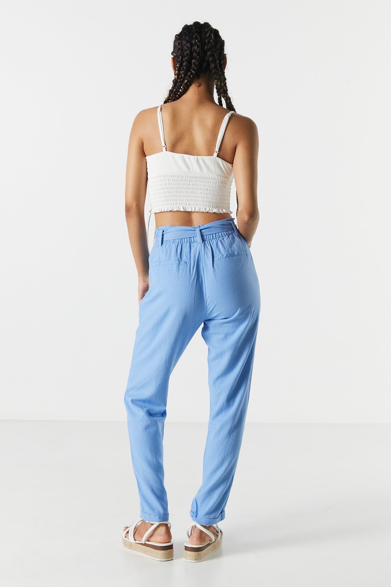 Linen Belted Paperbag Pant sold by Charlotte Russe product image thumbnail 4