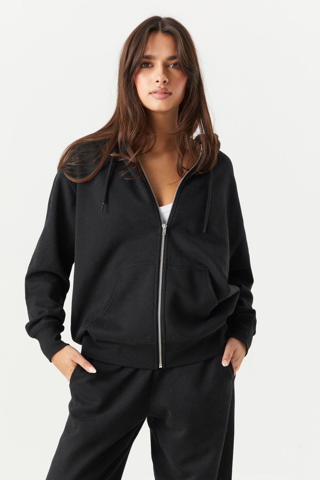 Fleece Oversized Zip-Up Hoodie sold by Charlotte Russe product image thumbnail 4
