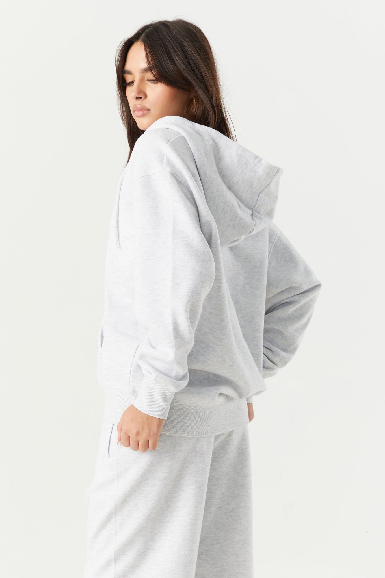 Fleece Oversized Zip-Up Hoodie sold by Charlotte Russe product image thumbnail 2