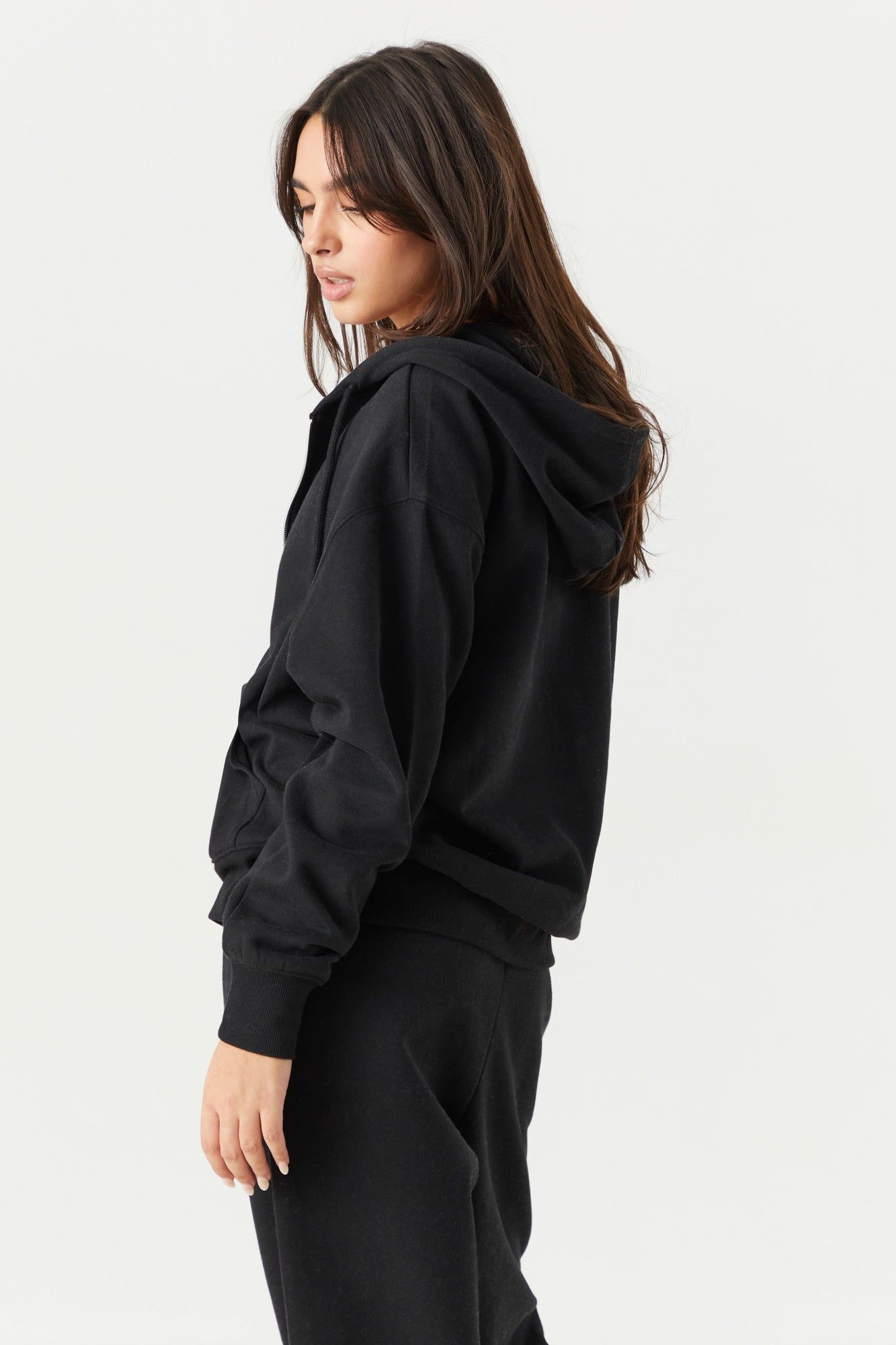 Fleece Oversized Zip-Up Hoodie sold by Charlotte Russe product image thumbnail 5