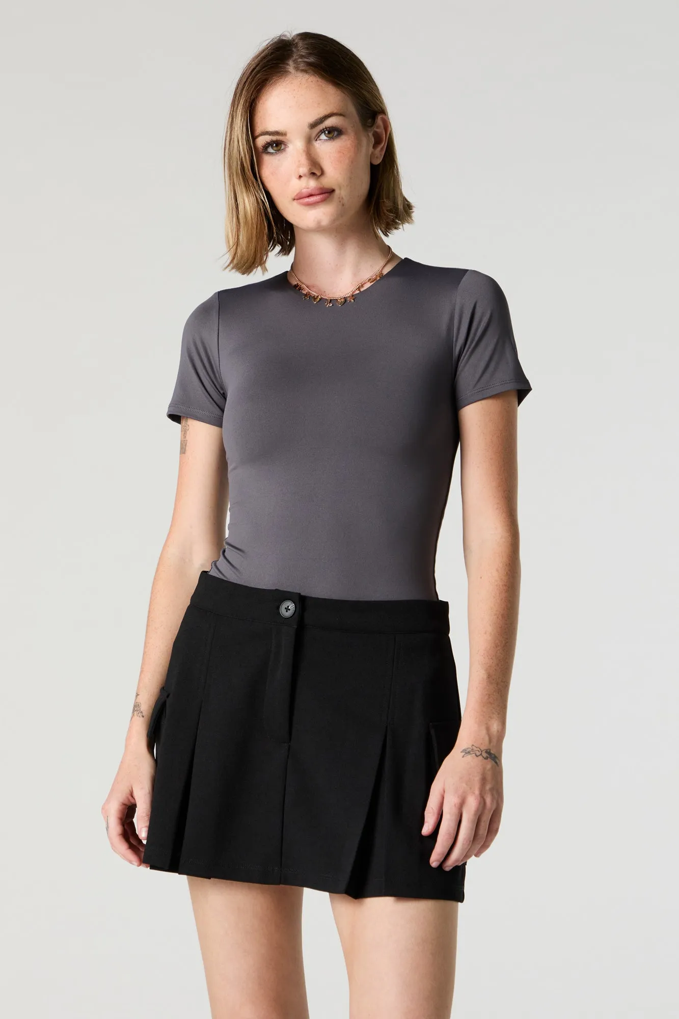 Crepe Pleated Cargo Skort sold by Charlotte Russe product image thumbnail 4