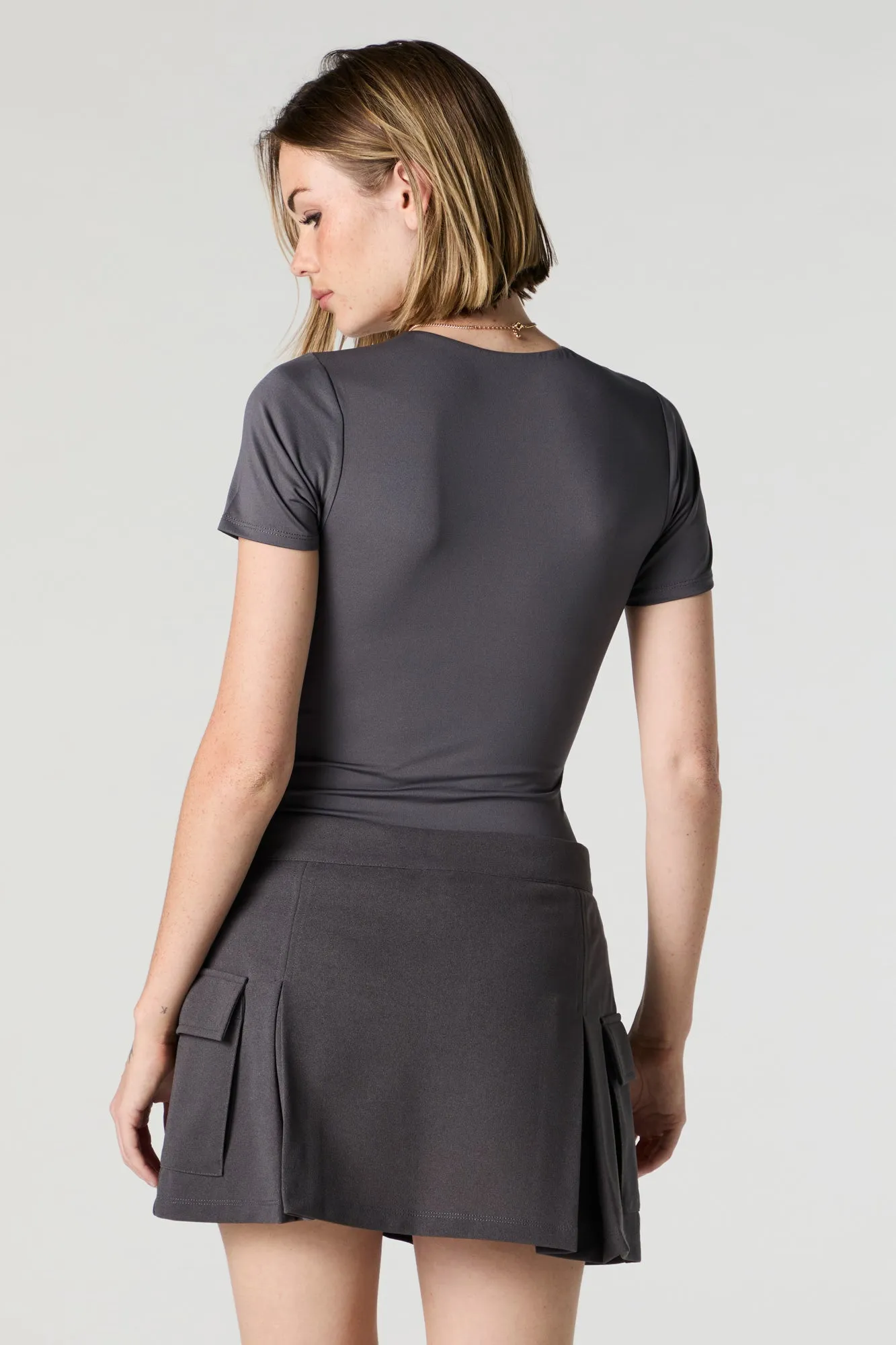 Crepe Pleated Cargo Skort sold by Charlotte Russe product image thumbnail 2