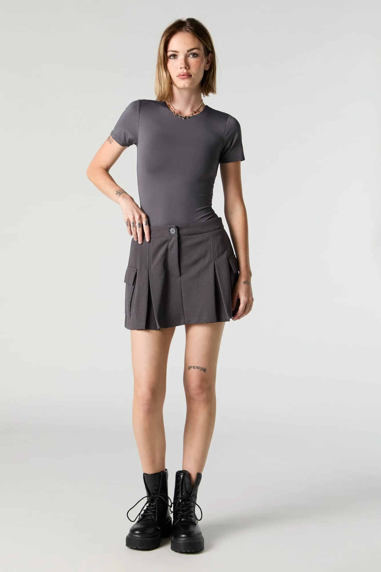 Crepe Pleated Cargo Skort sold by Charlotte Russe product image thumbnail 3