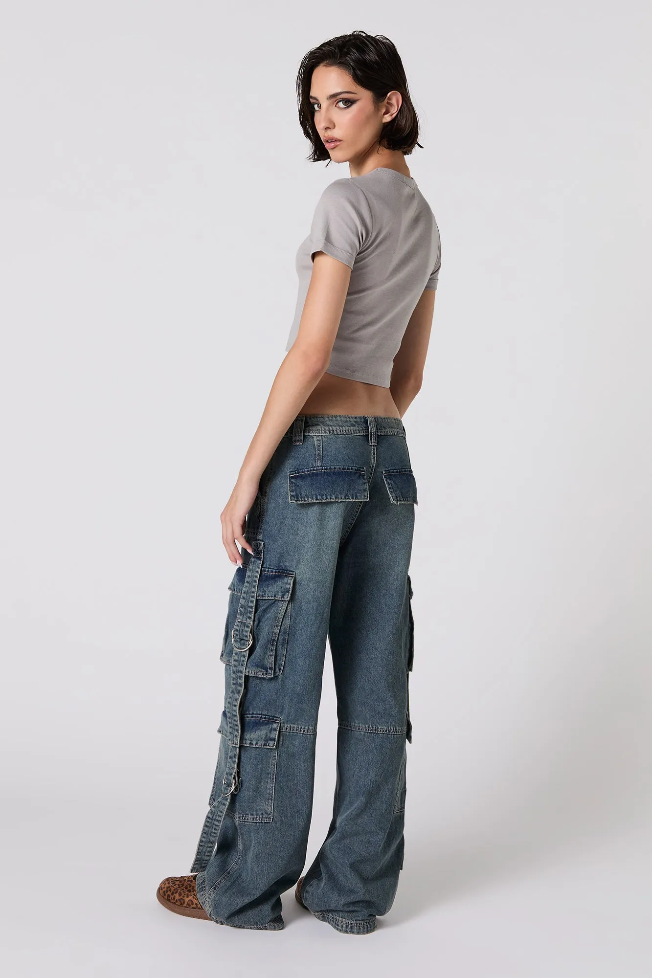 Mid Rise Utility Cargo Jean sold by Charlotte Russe product image thumbnail 3