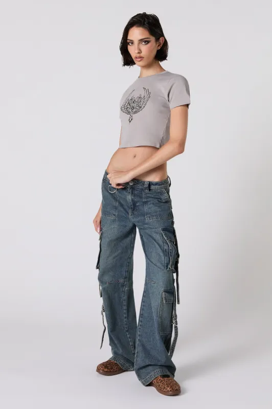 Mid Rise Utility Cargo Jean sold by Charlotte Russe