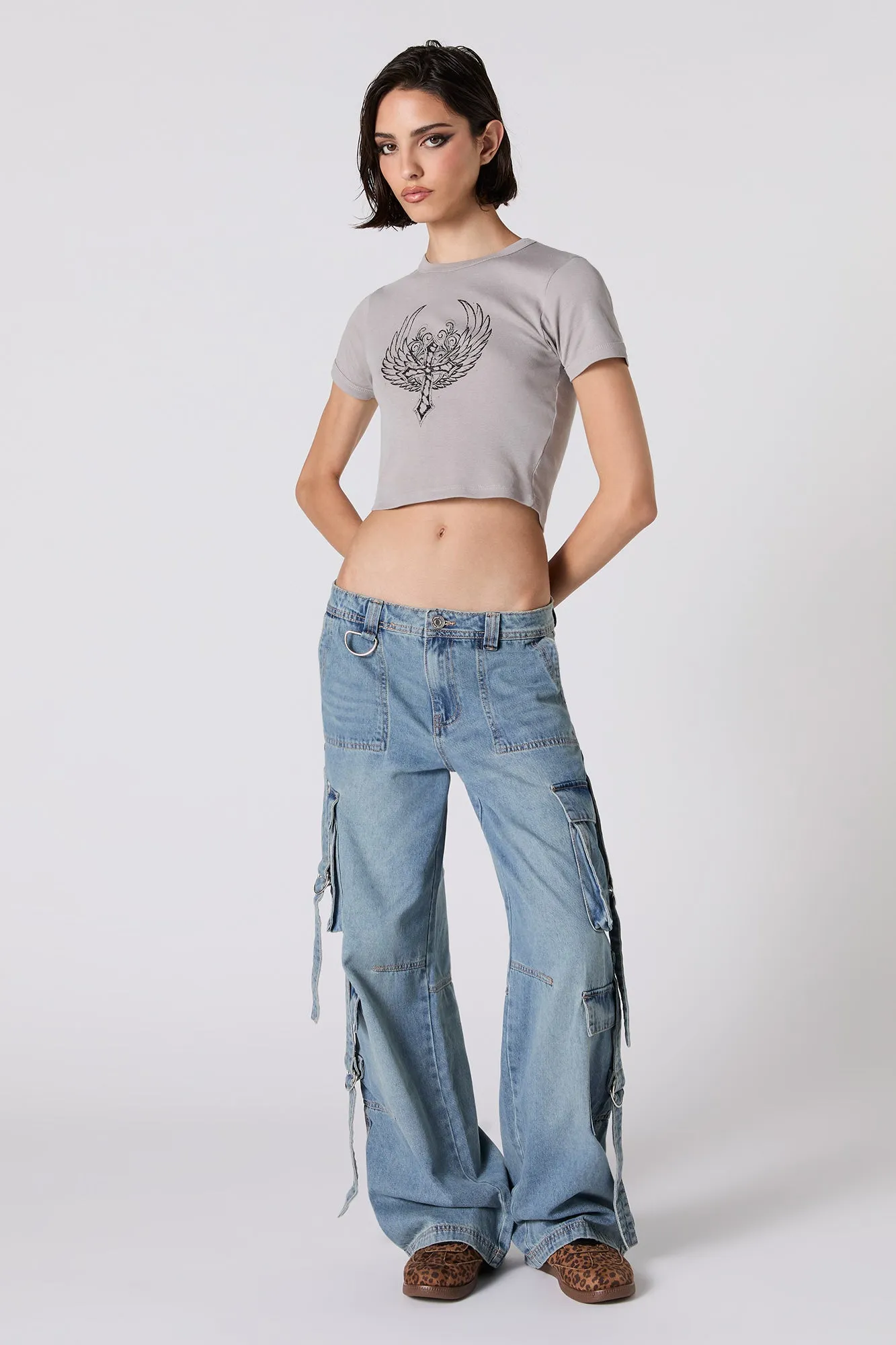 Mid Rise Utility Cargo Jean sold by Charlotte Russe product image thumbnail 5