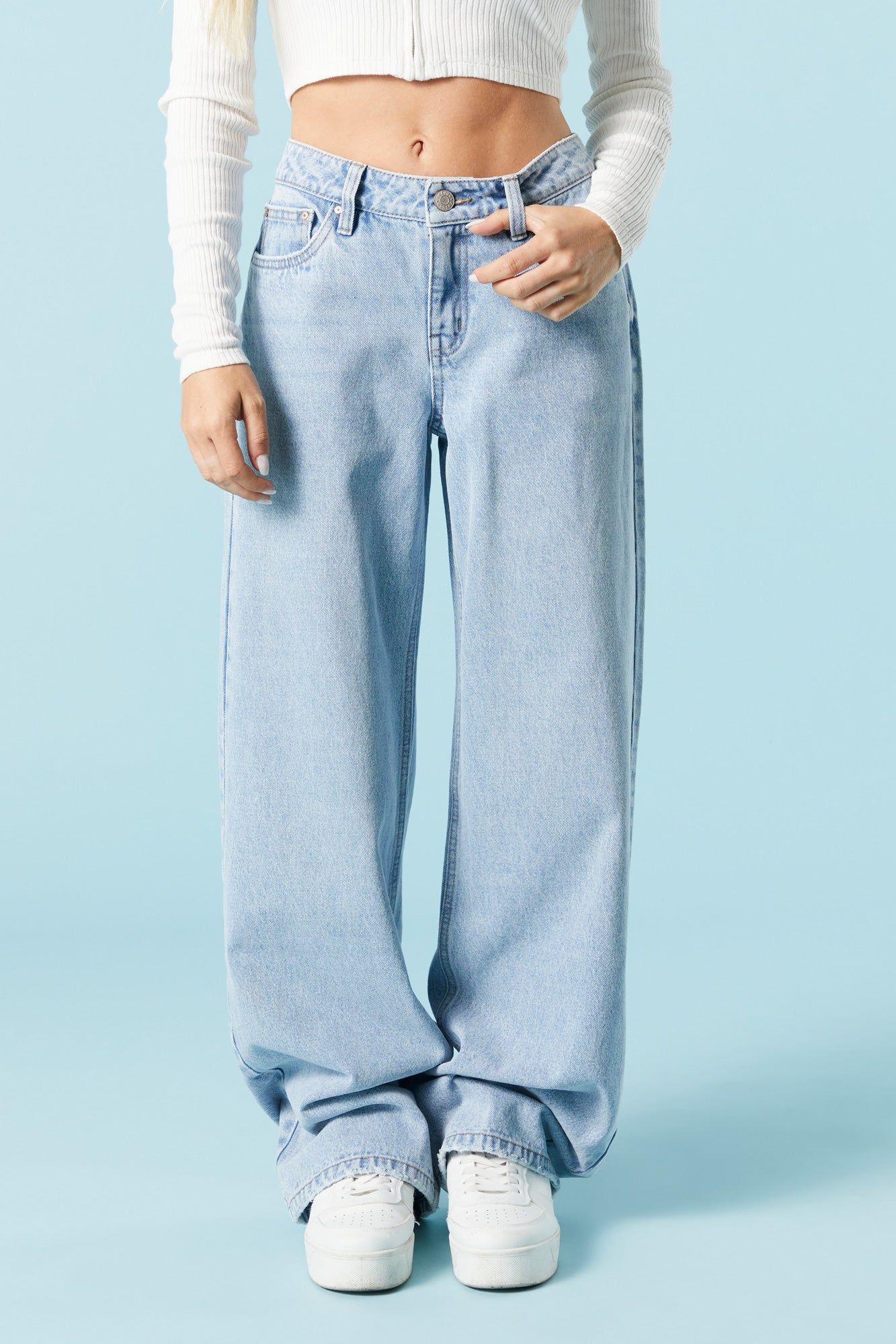 Light Wash Wide Leg Skater Jean sold by Charlotte Russe product image thumbnail 2