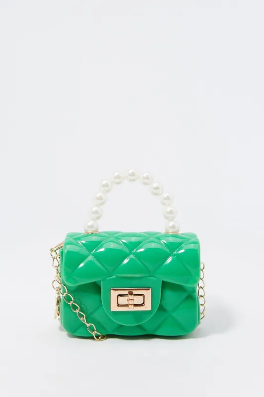 Pearl Handle Quilted Jelly Handbag sold by Charlotte Russe