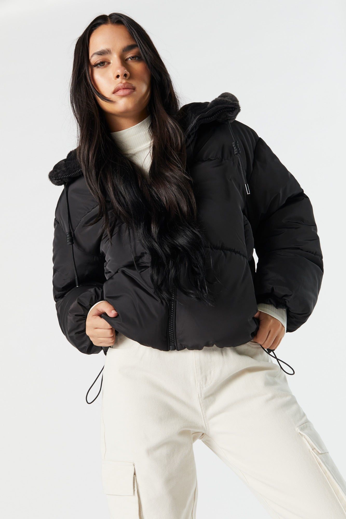 Fur Lined Puffer Jacket sold by Charlotte Russe product image thumbnail 2