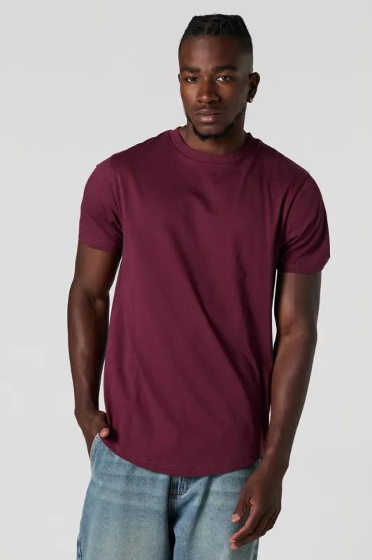 Solid Curved Hem Crewneck T-Shirt sold by Charlotte Russe