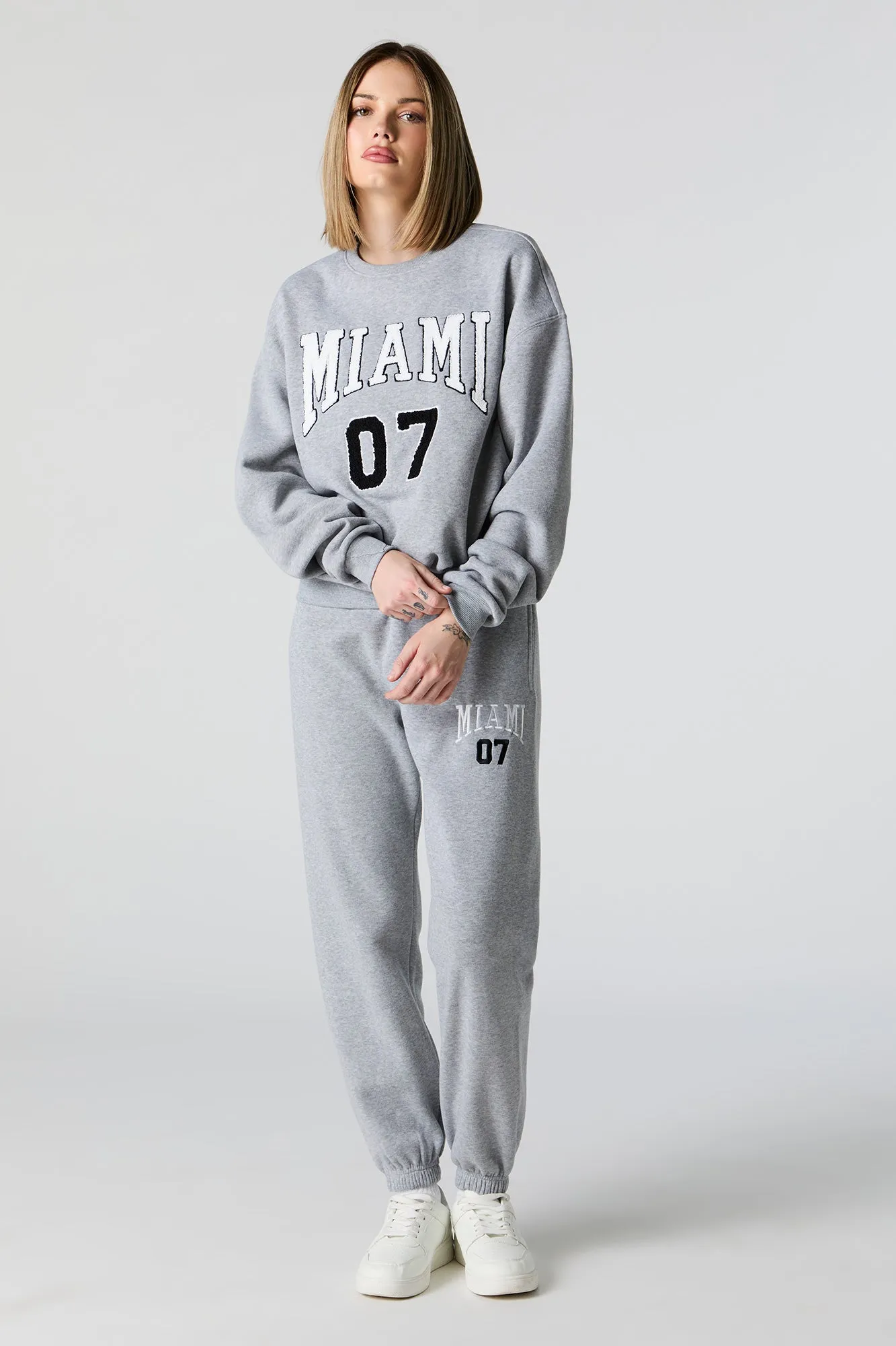 Miami Embroidered Fleece Everyday Jogger sold by Charlotte Russe