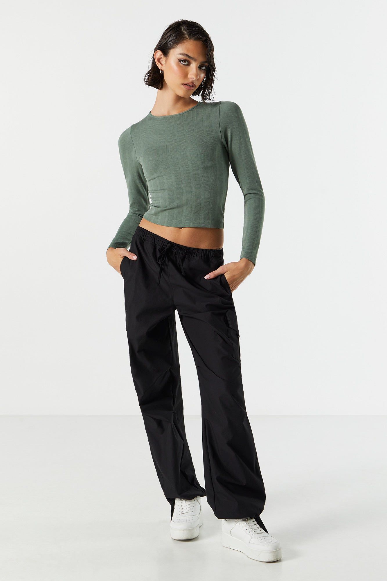Seamless Ribbed Long Sleeve Top sold by Charlotte Russe product image thumbnail 3