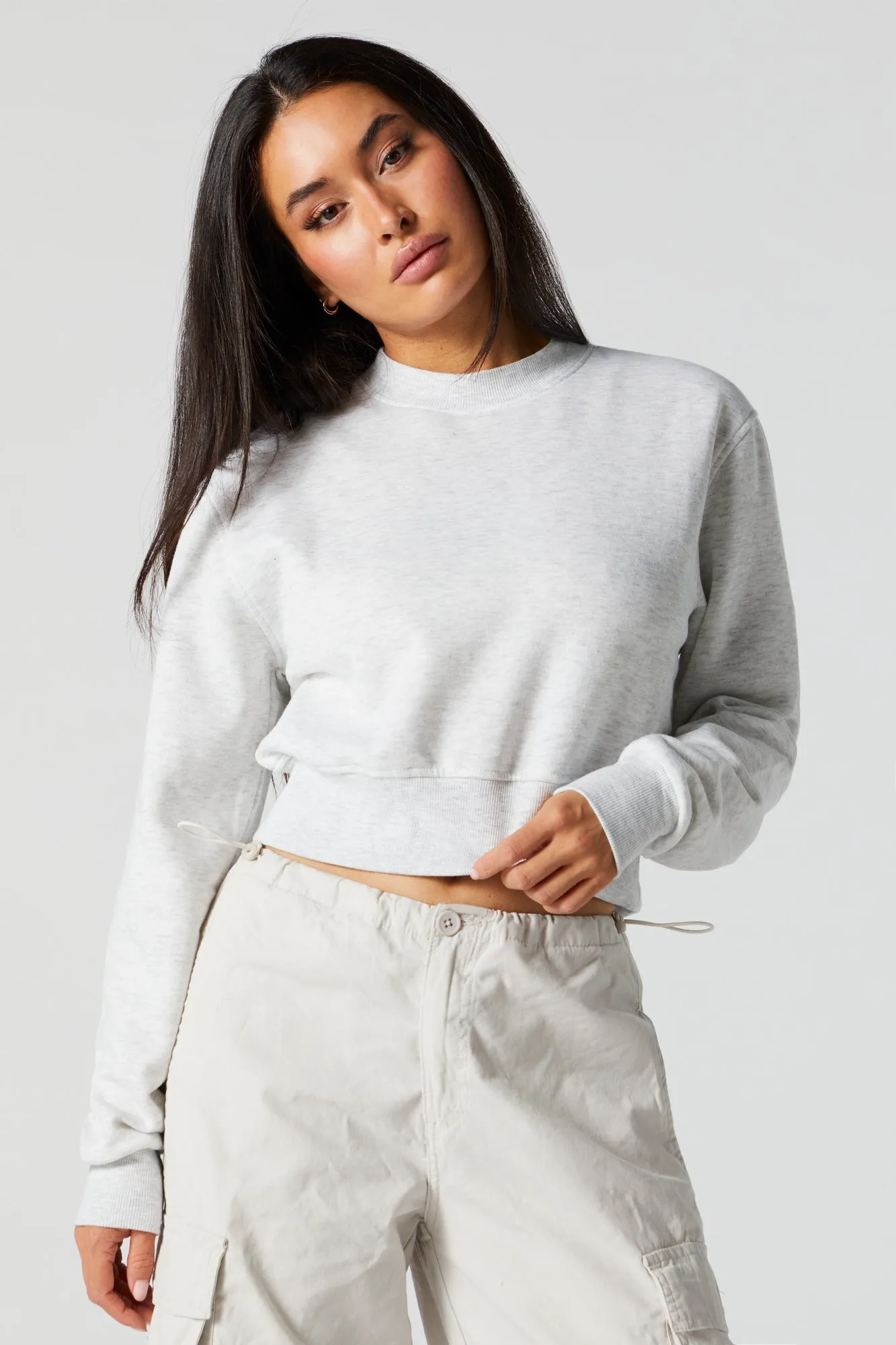 Fleece Cropped Sweatshirt sold by Charlotte Russe product image thumbnail 4