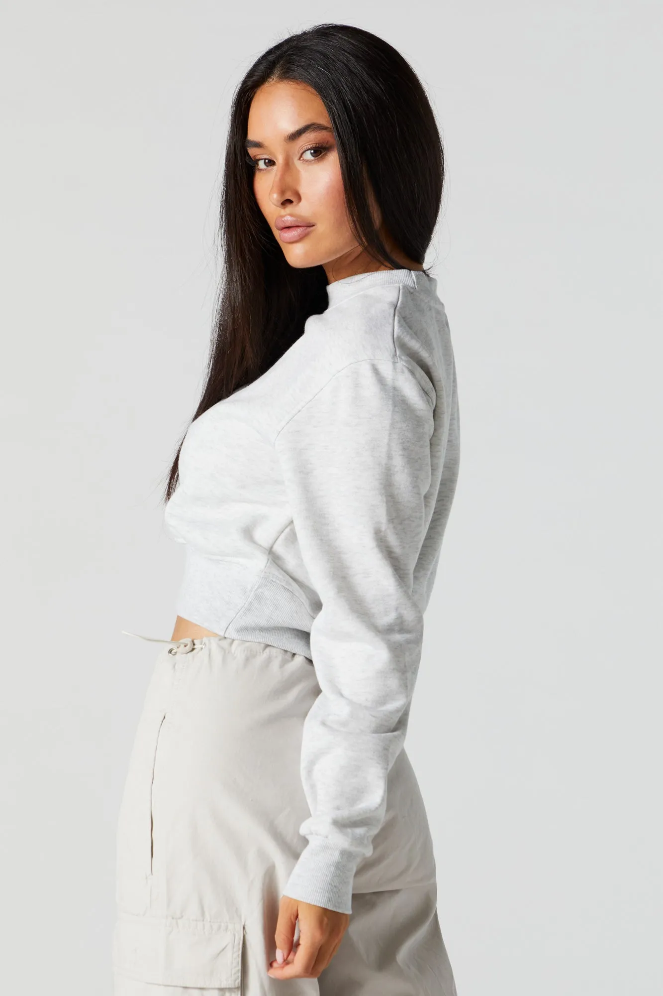 Fleece Cropped Sweatshirt sold by Charlotte Russe product image thumbnail 5