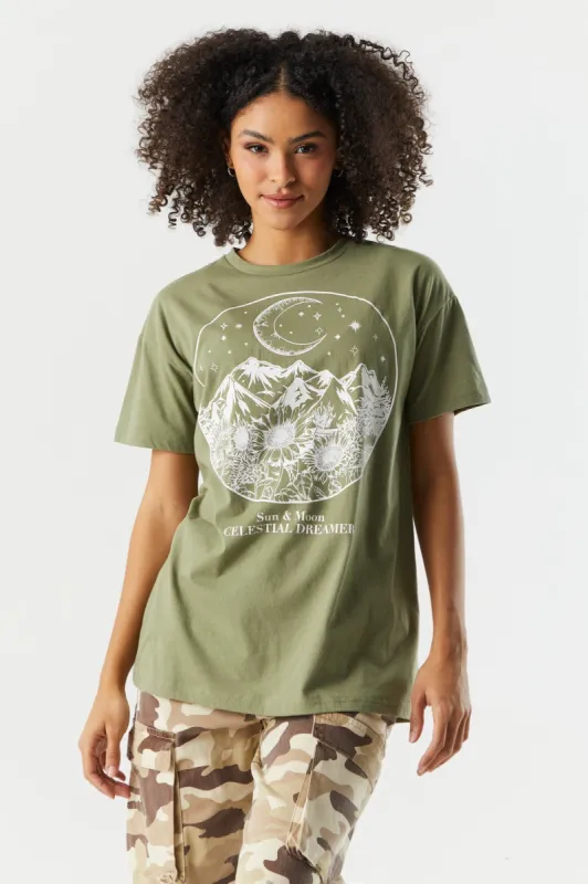 Celestial Dreamer Graphic Boyfriend T-Shirt sold by Charlotte Russe