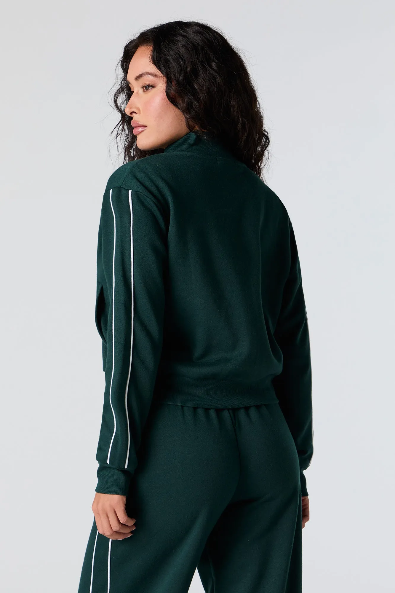 Graphic Fleece Zip-Up Cropped Sweatshirt sold by Charlotte Russe product image thumbnail 2