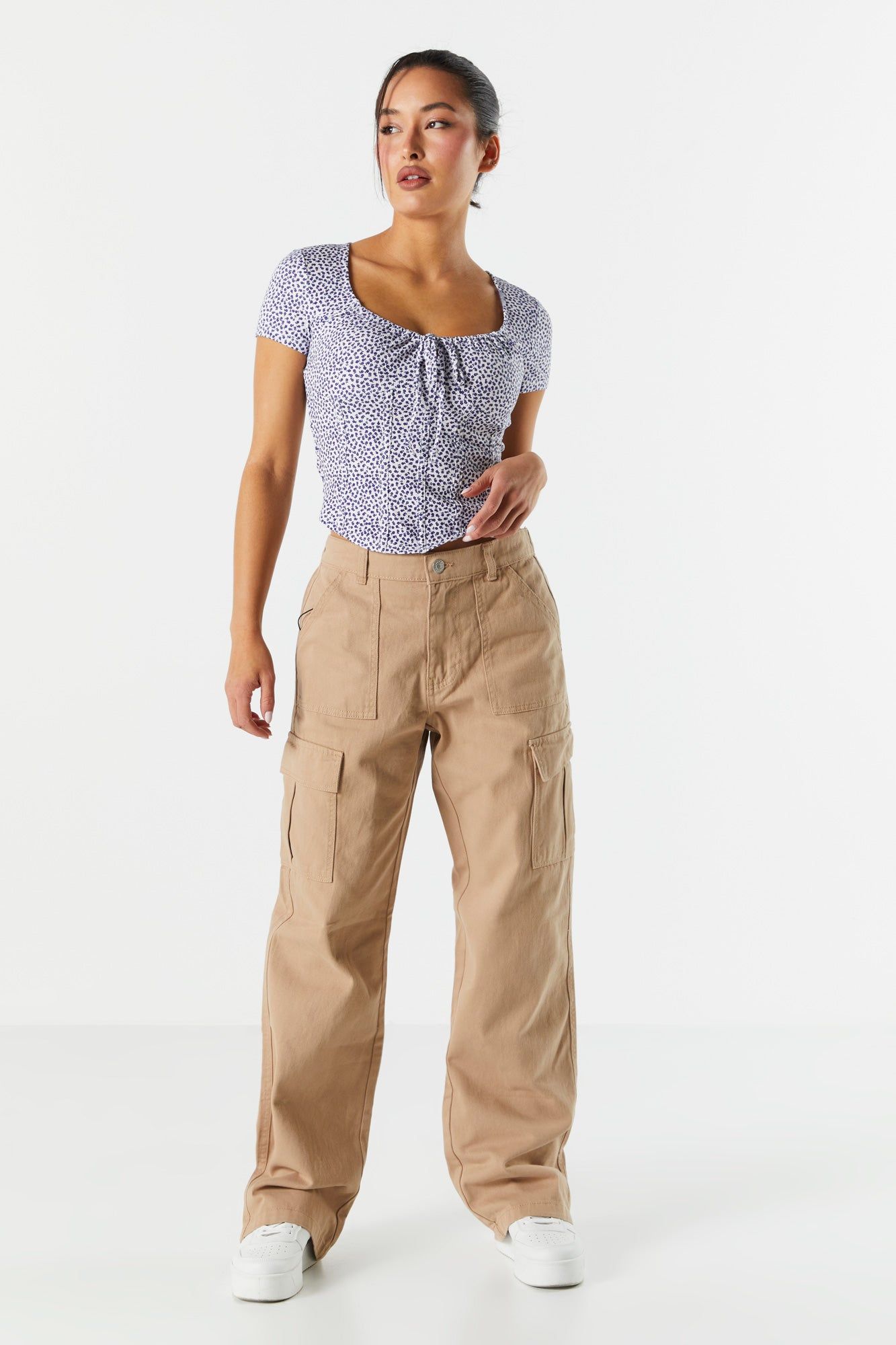 Floral Print Corset Short Sleeve Top sold by Charlotte Russe product image thumbnail 3