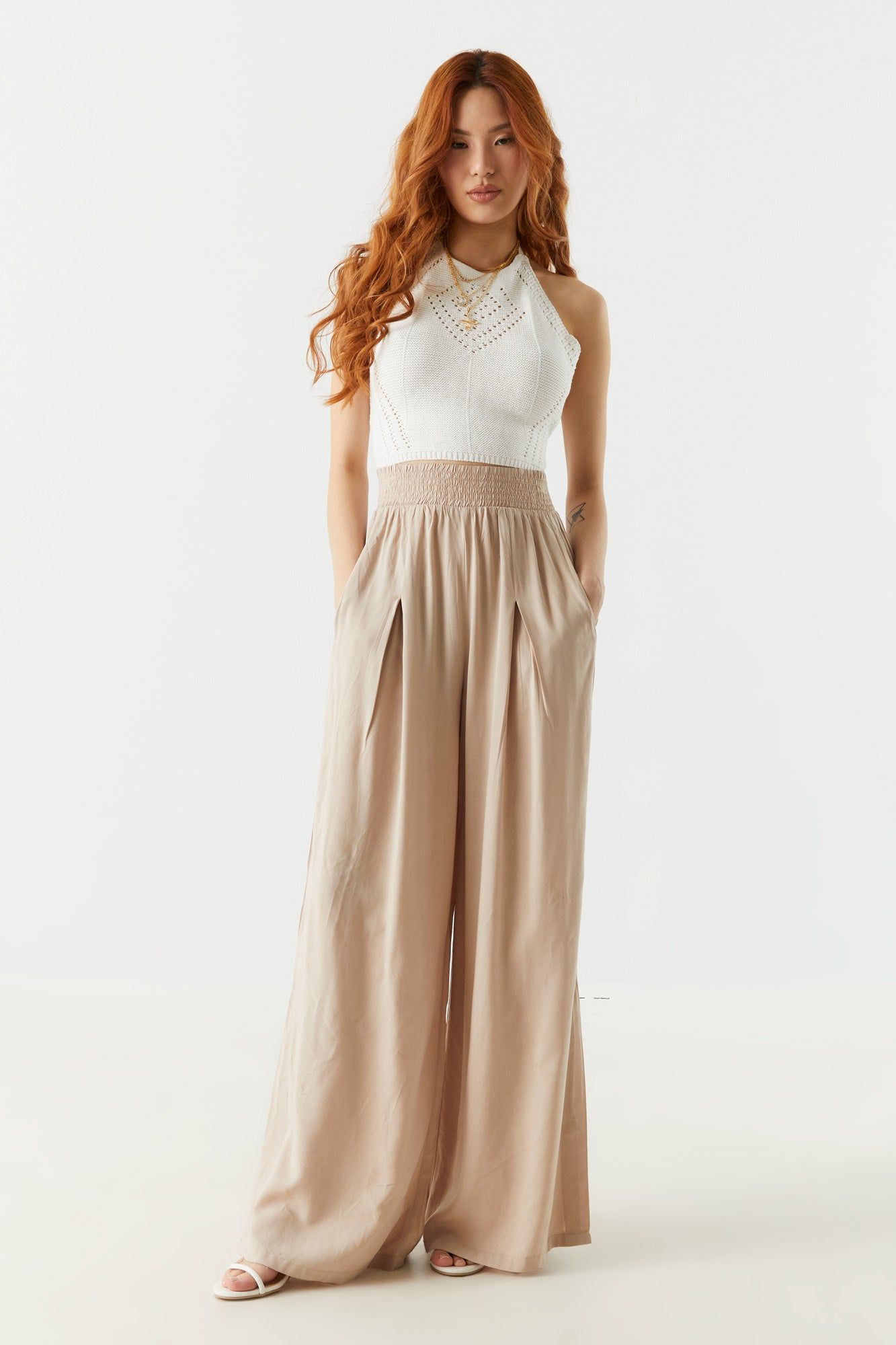 High Rise Leg Slit Palazzo Pant sold by Charlotte Russe
