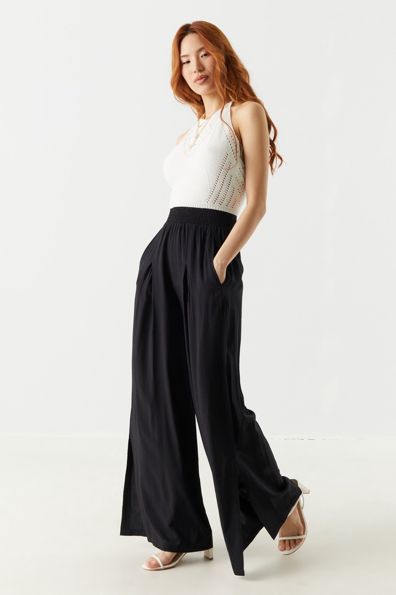 High Rise Leg Slit Palazzo Pant sold by Charlotte Russe product image thumbnail 4