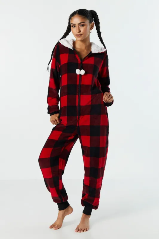Plush Plaid Print Onesie sold by Charlotte Russe