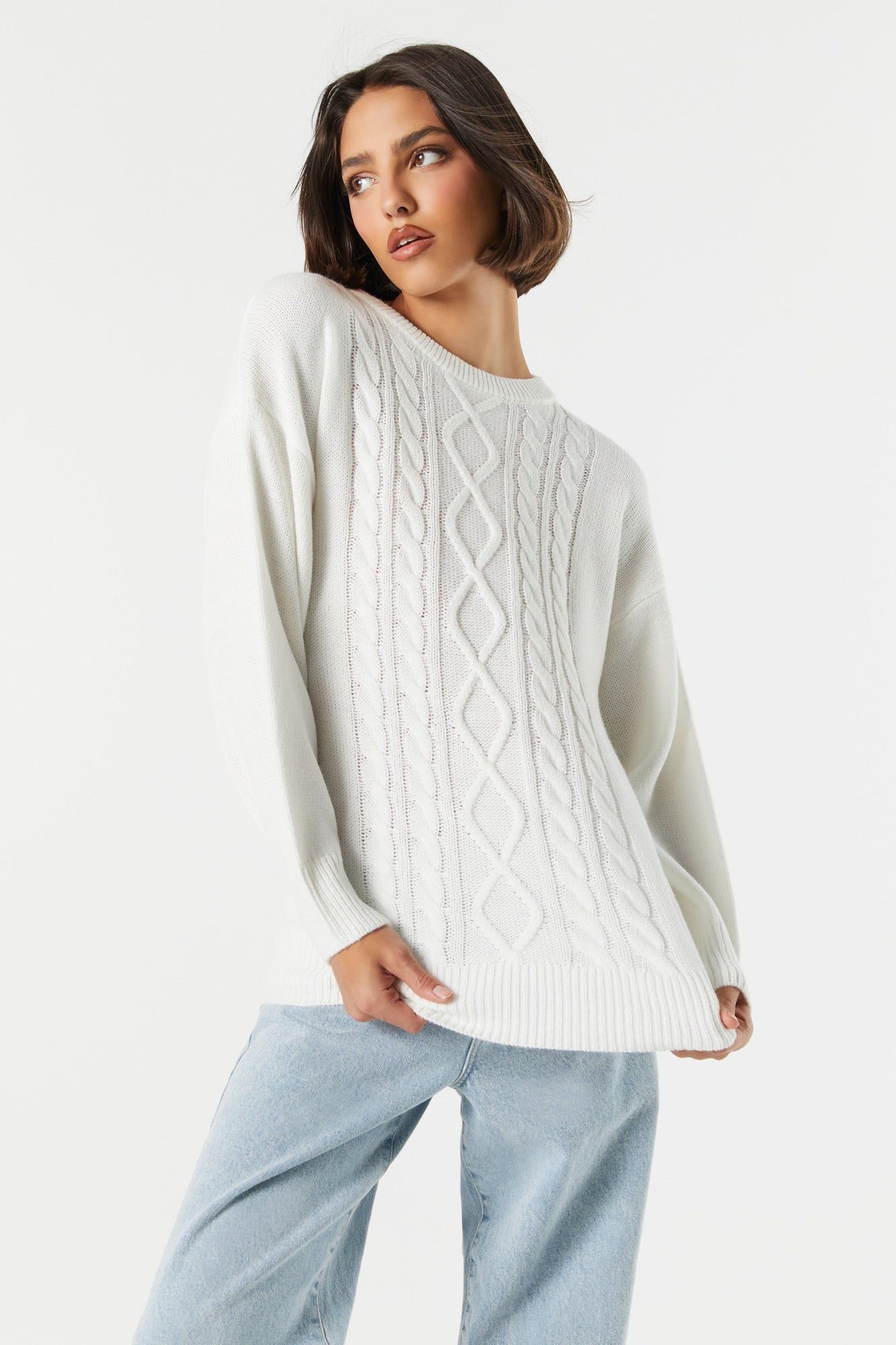 Cable Knit Sweater sold by Charlotte Russe product image thumbnail 4