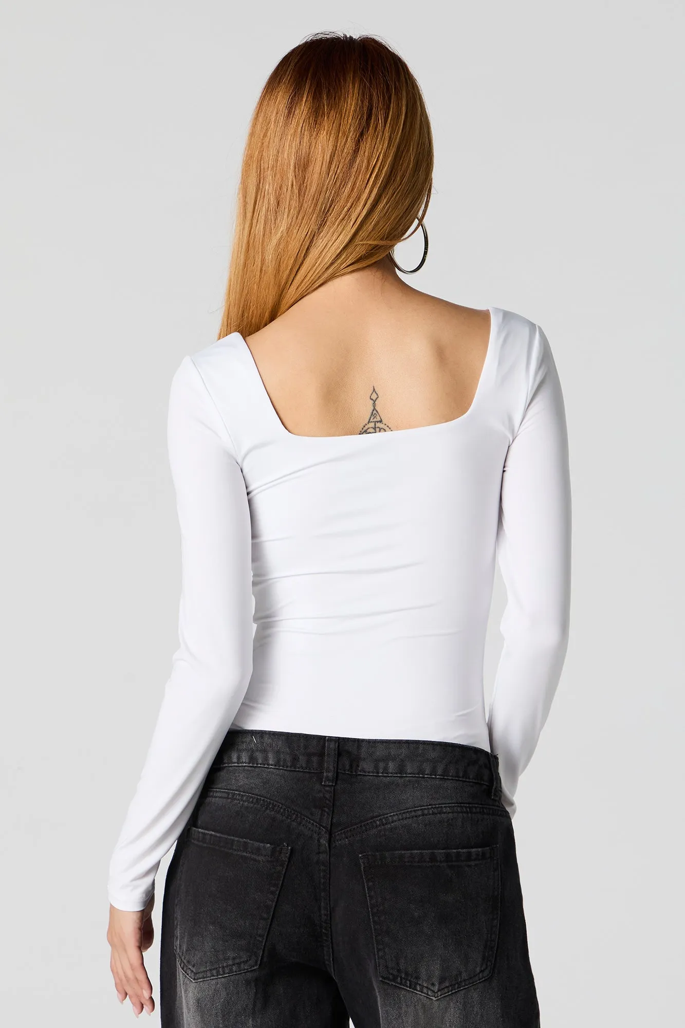 Contour Square Neck Long Sleeve Bodysuit sold by Charlotte Russe product image thumbnail 4