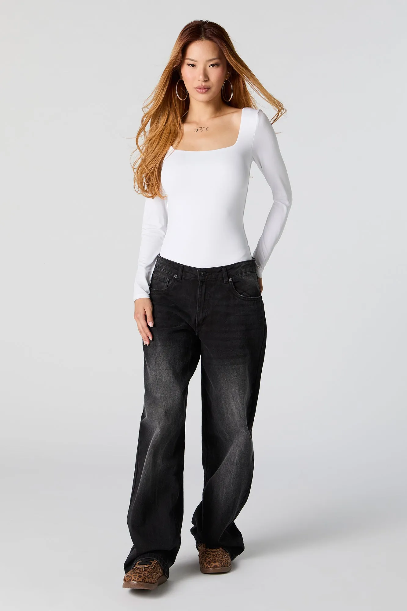 Contour Square Neck Long Sleeve Bodysuit sold by Charlotte Russe product image thumbnail 3