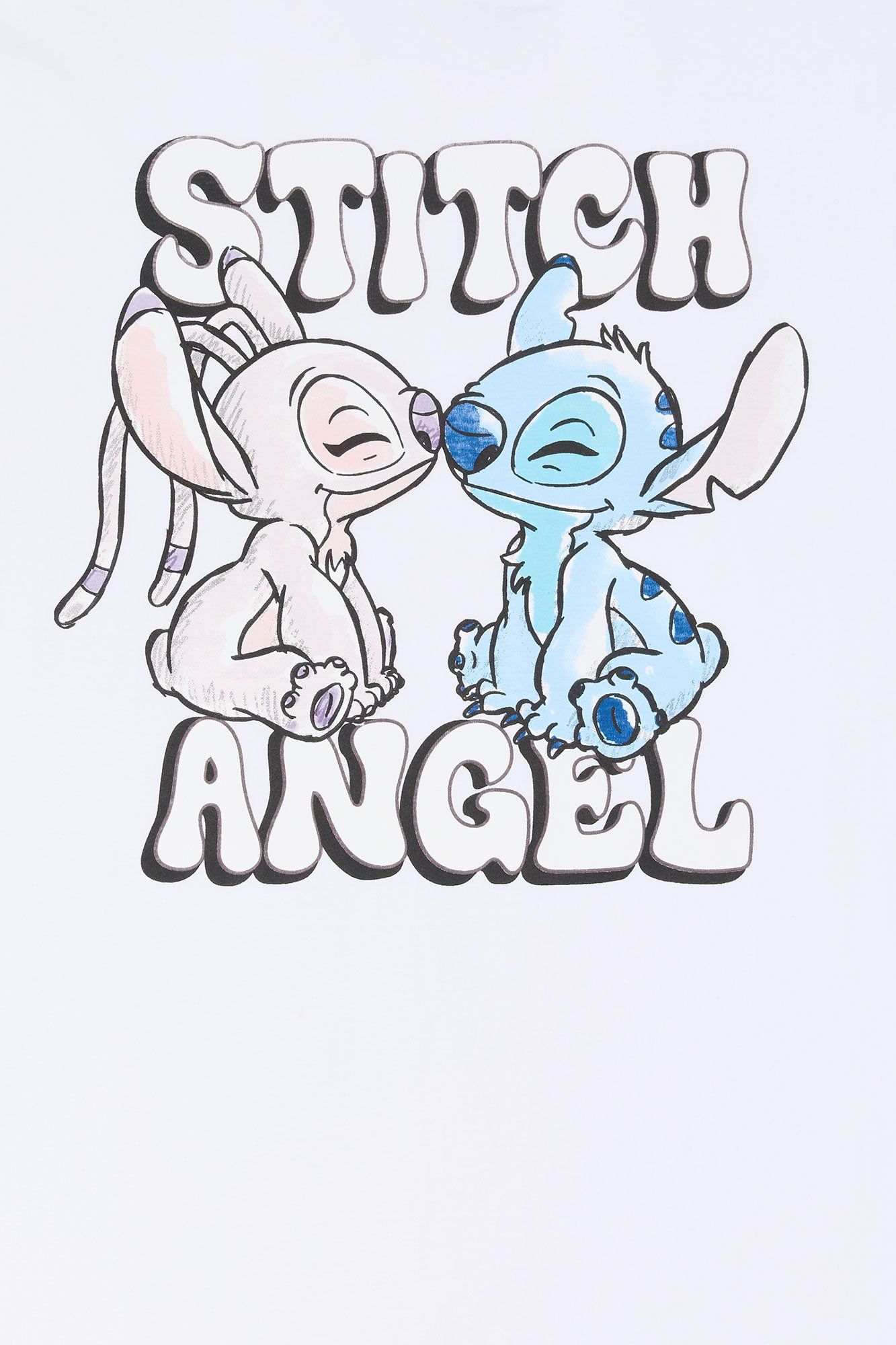 Stitch & Angel Snuggled Graphic Boyfriend T-Shirt sold by Charlotte Russe