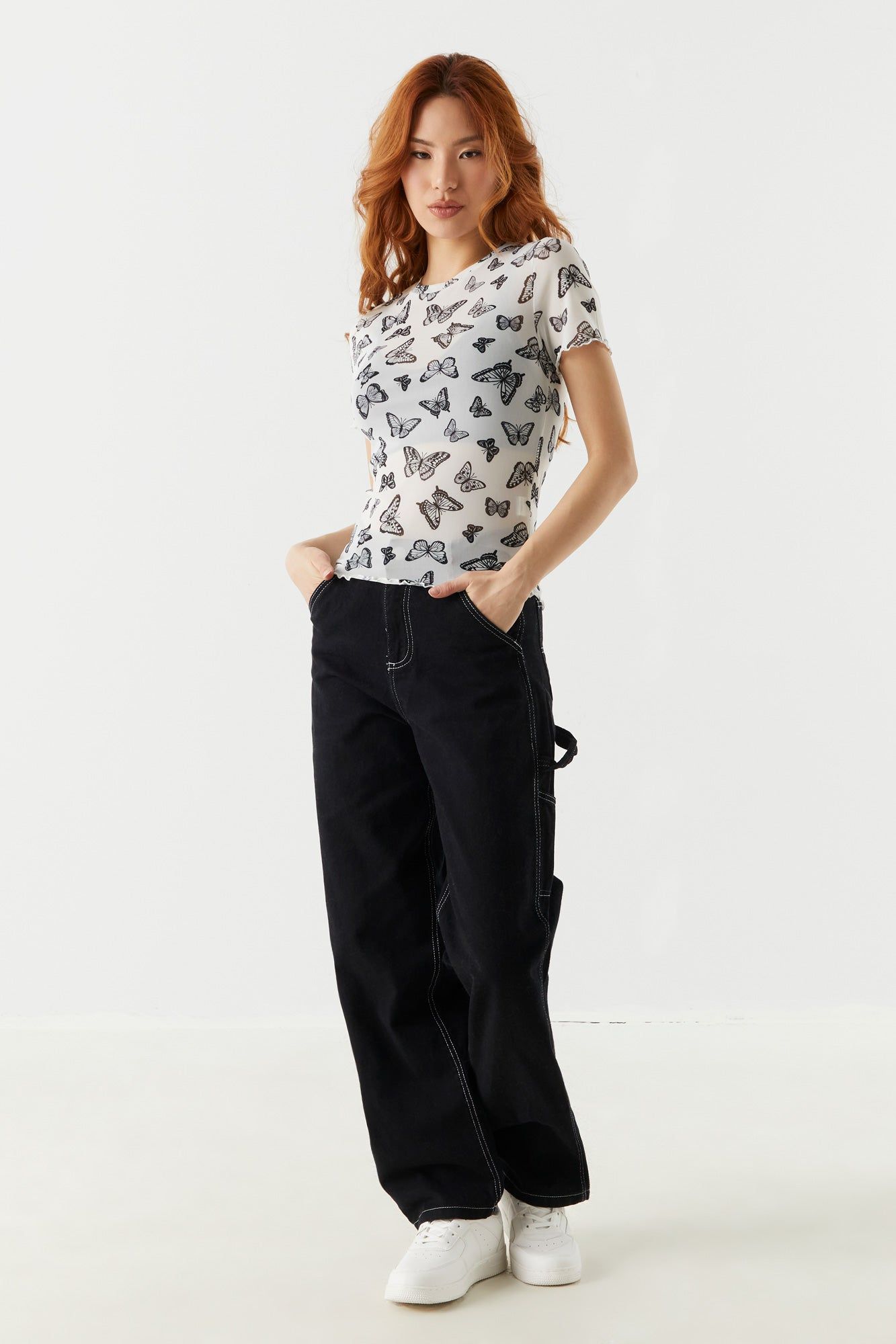 Butterfly Print Mesh Ruffle T-Shirt sold by Charlotte Russe product image thumbnail 3