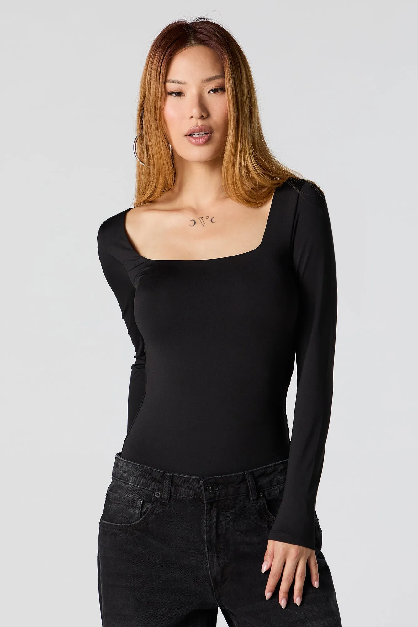 Contour Square Neck Long Sleeve Bodysuit sold by Charlotte Russe product image thumbnail 5
