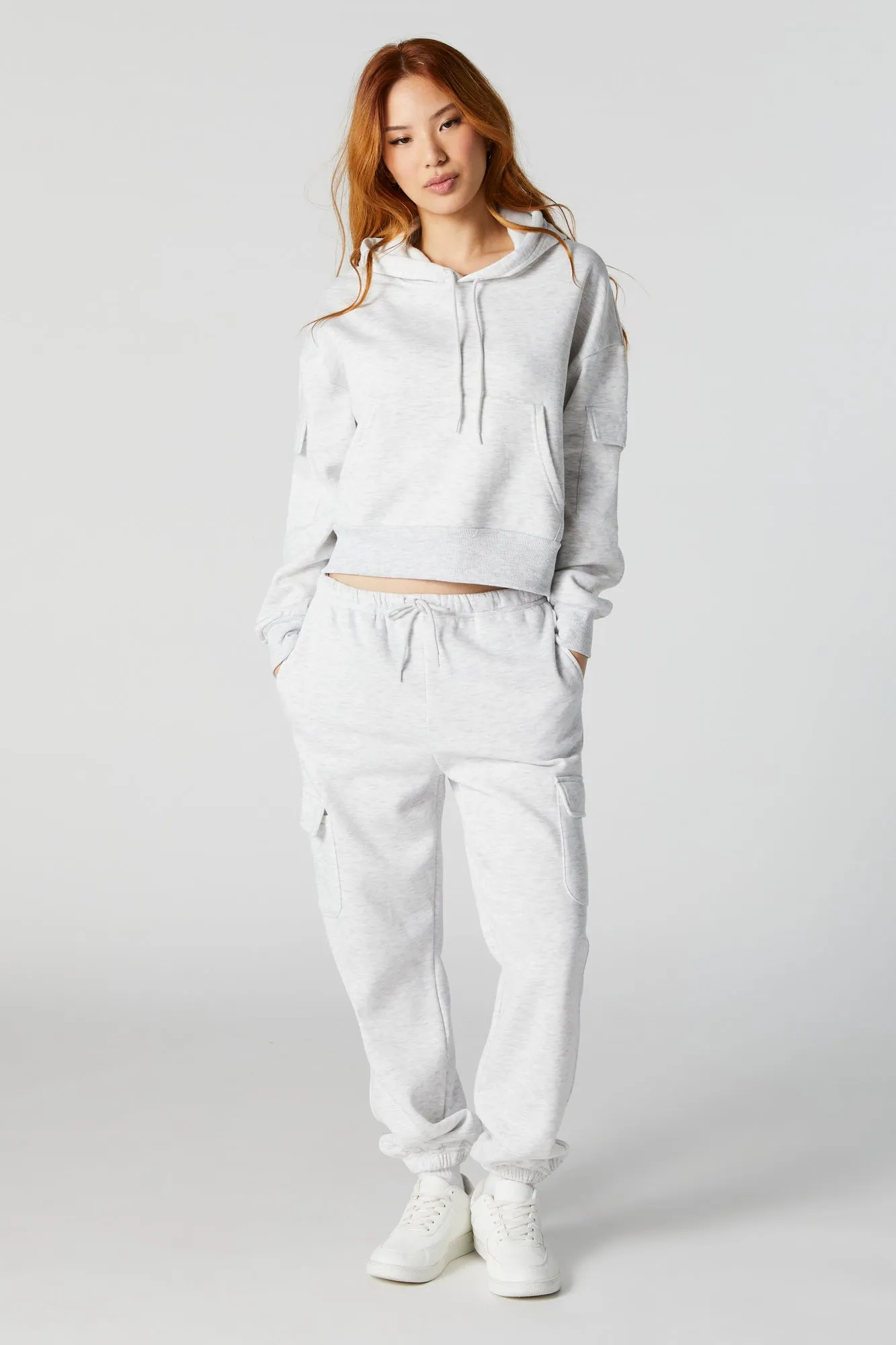 Fleece Cargo Hoodie sold by Charlotte Russe product image thumbnail 3