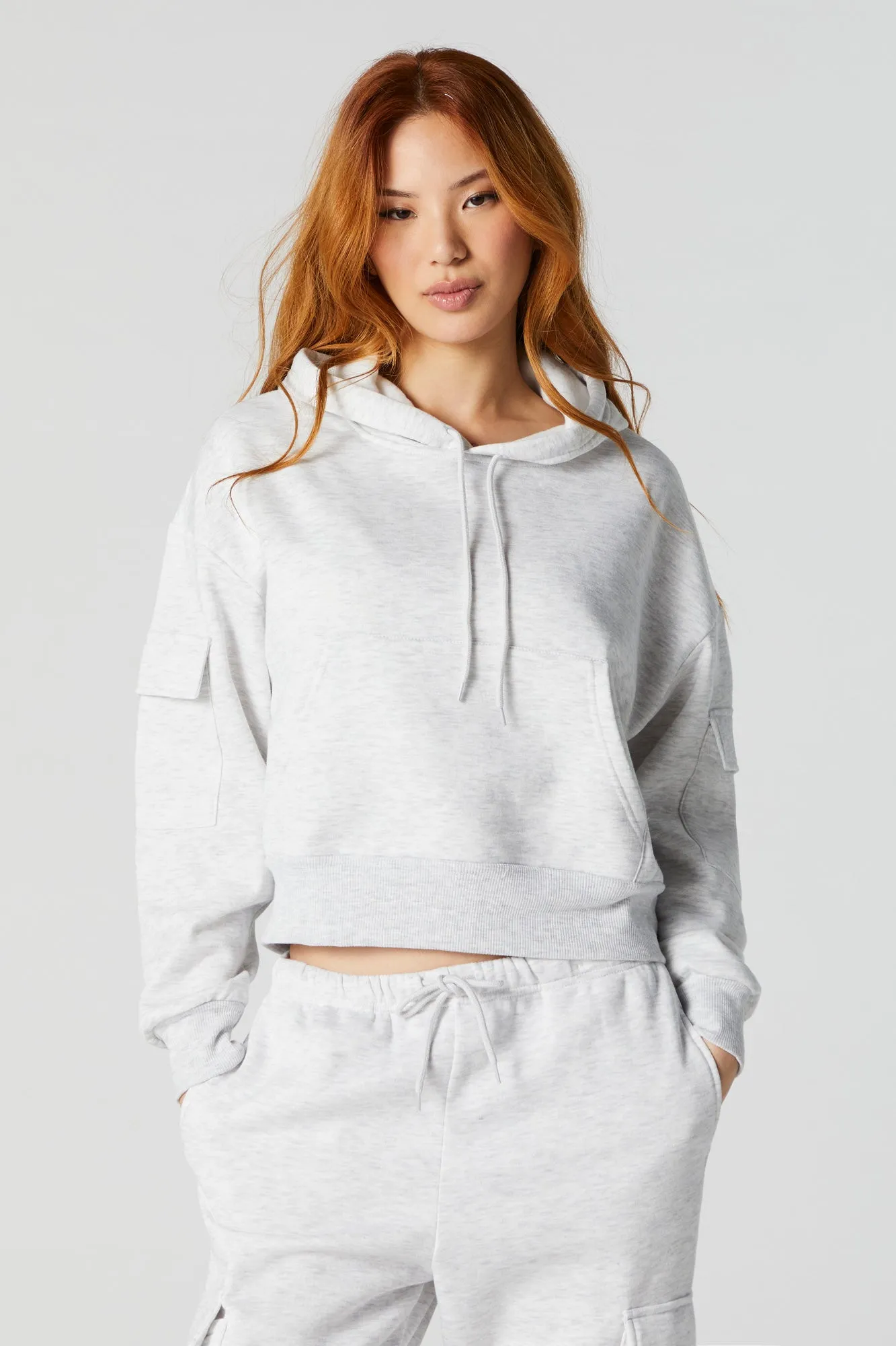 Fleece Cargo Hoodie sold by Charlotte Russe