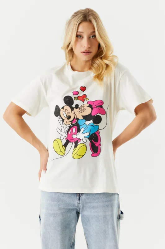 Valentine's Day Mickey and Minnie Graphic Boyfriend T-Shirt sold by Charlotte Russe