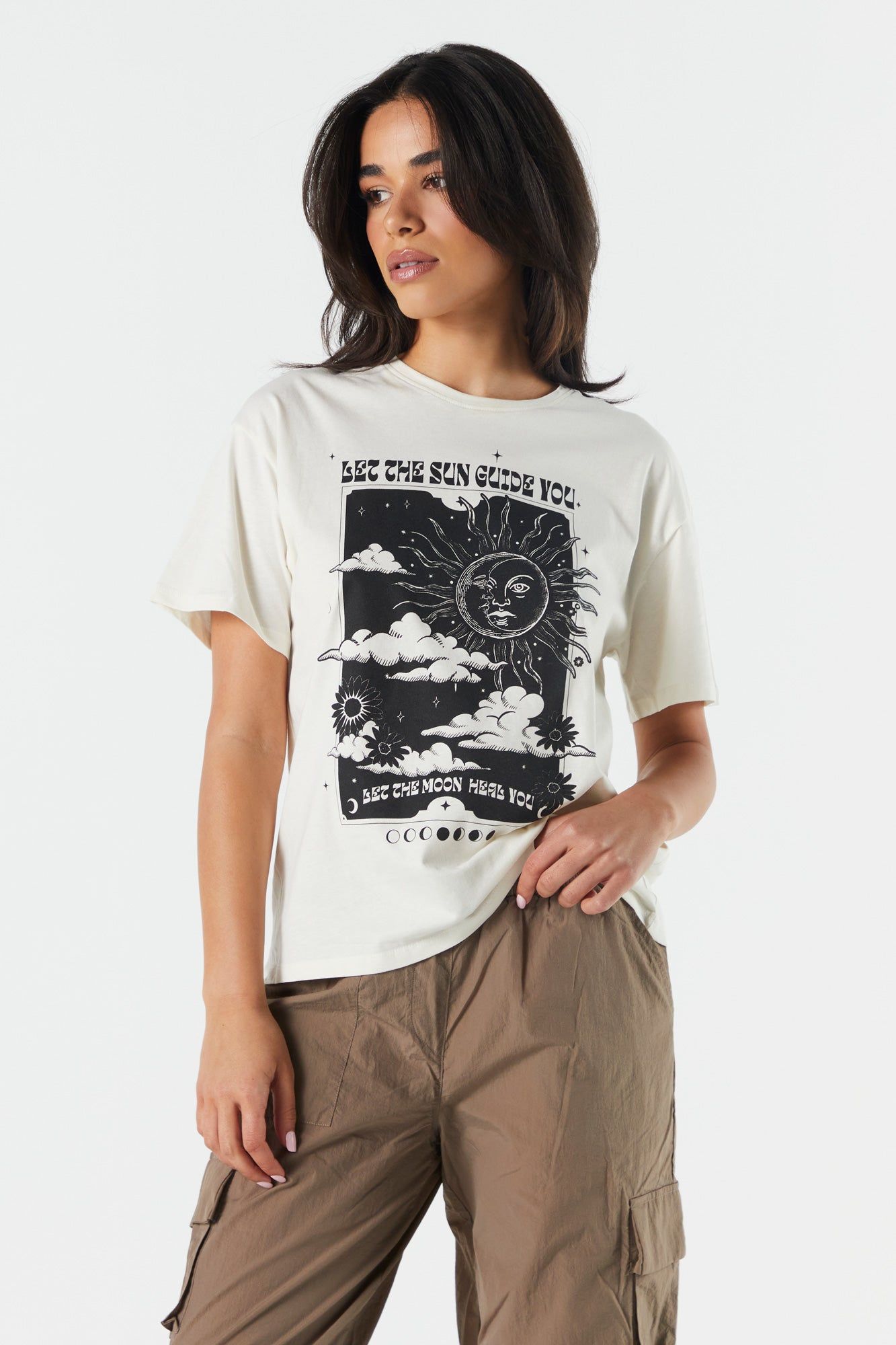 Sun Guide Graphic Boyfriend T-Shirt sold by Charlotte Russe