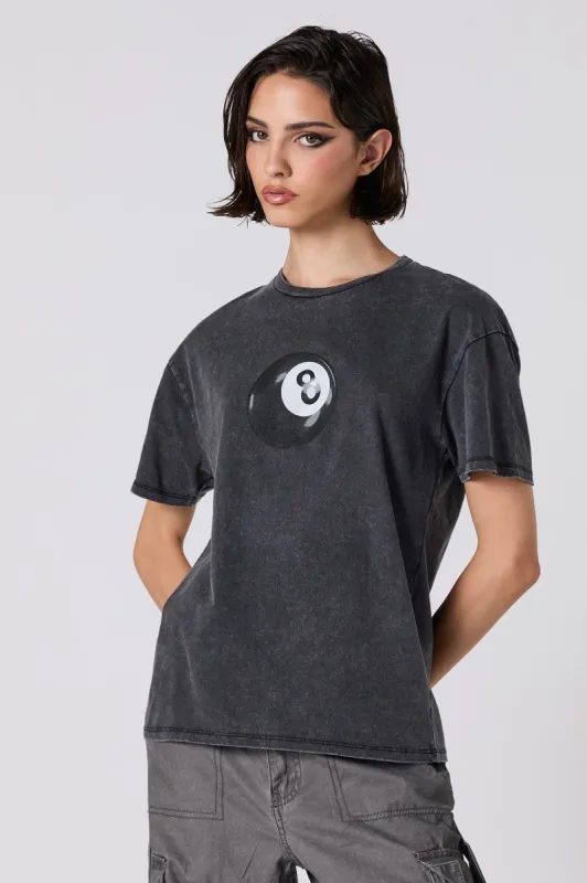 8 Ball Graphic Washed Boyfriend T-Shirt sold by Charlotte Russe