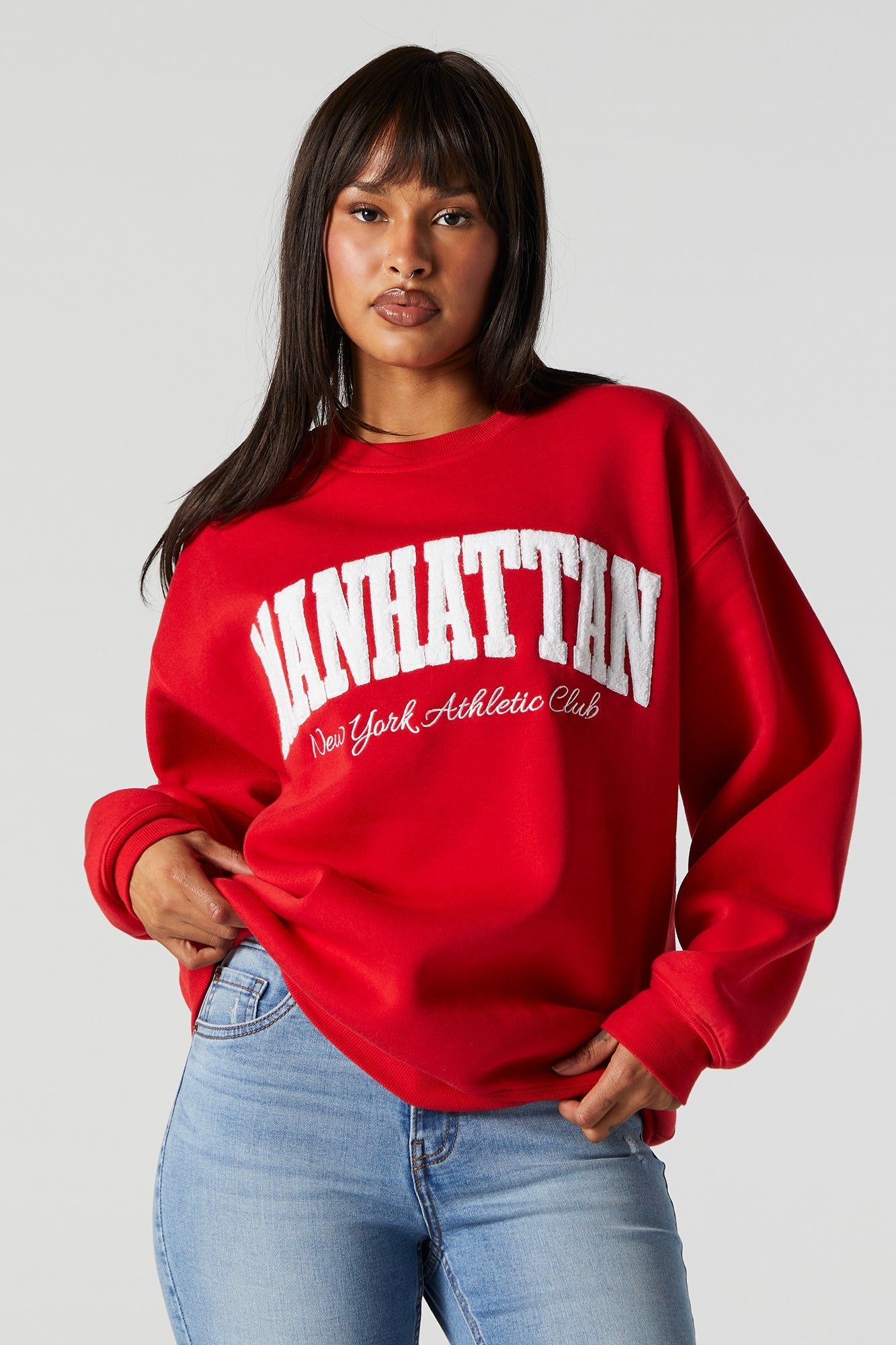 Manhattan Graphic Fleece Sweatshirt sold by Charlotte Russe