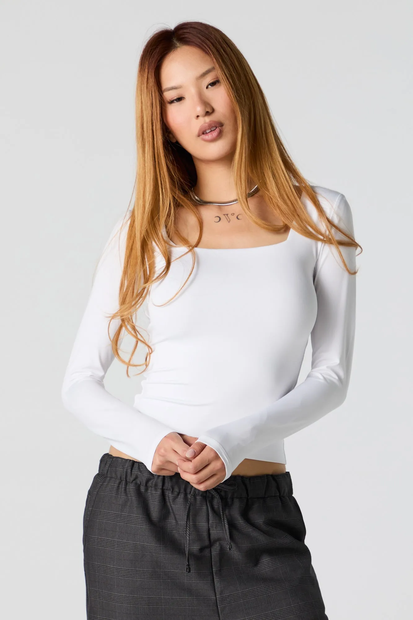 Contour Square Neck Long Sleeve Top sold by Charlotte Russe product image thumbnail 4