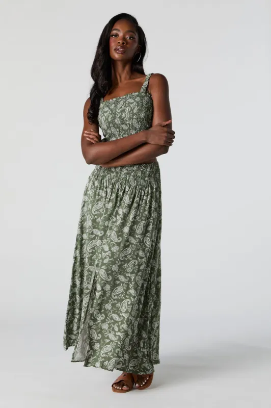 Paisley Print Buttoned Maxi Skirt sold by Charlotte Russe