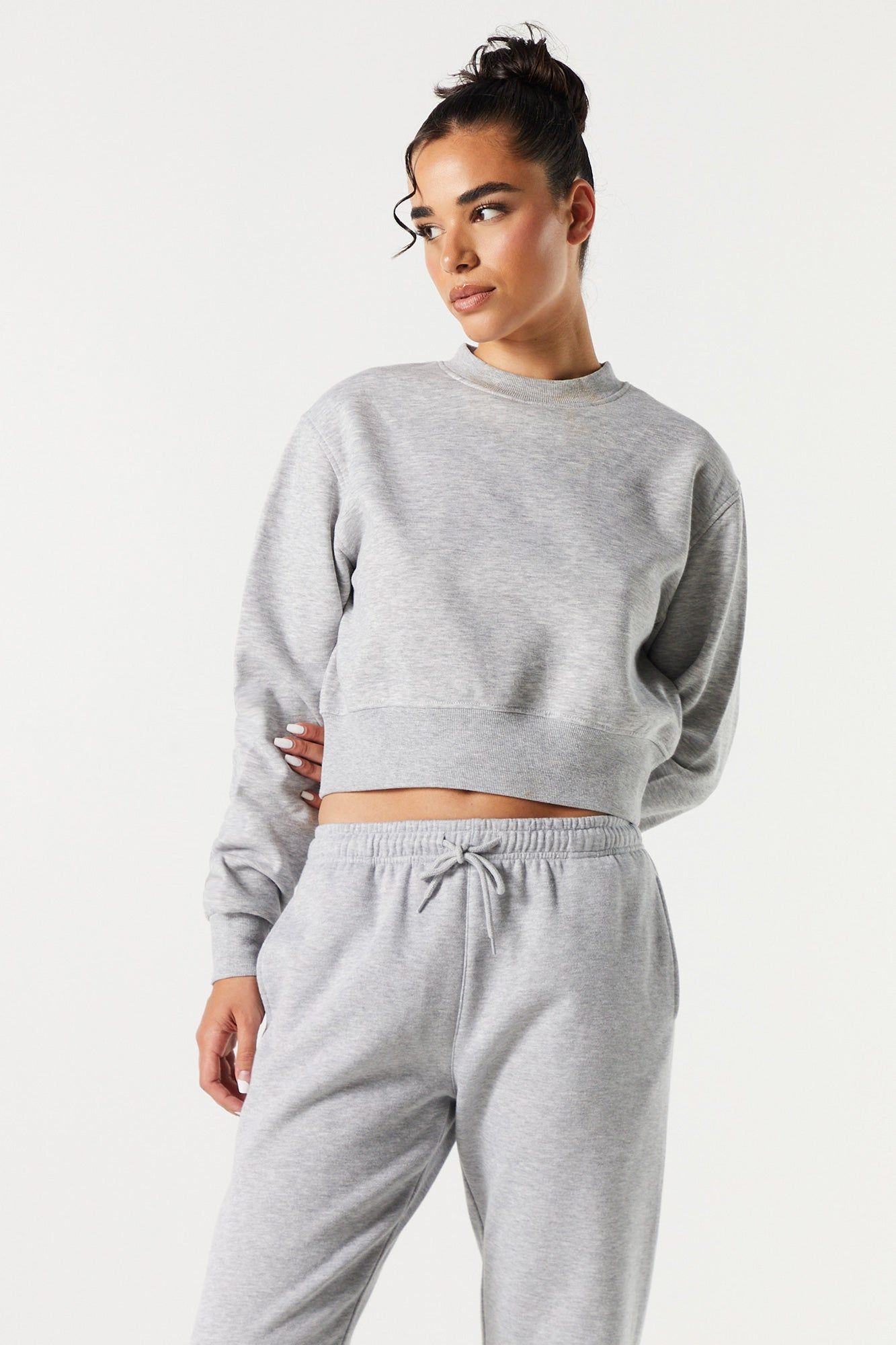 Fleece Cropped Sweatshirt sold by Charlotte Russe product image thumbnail 4