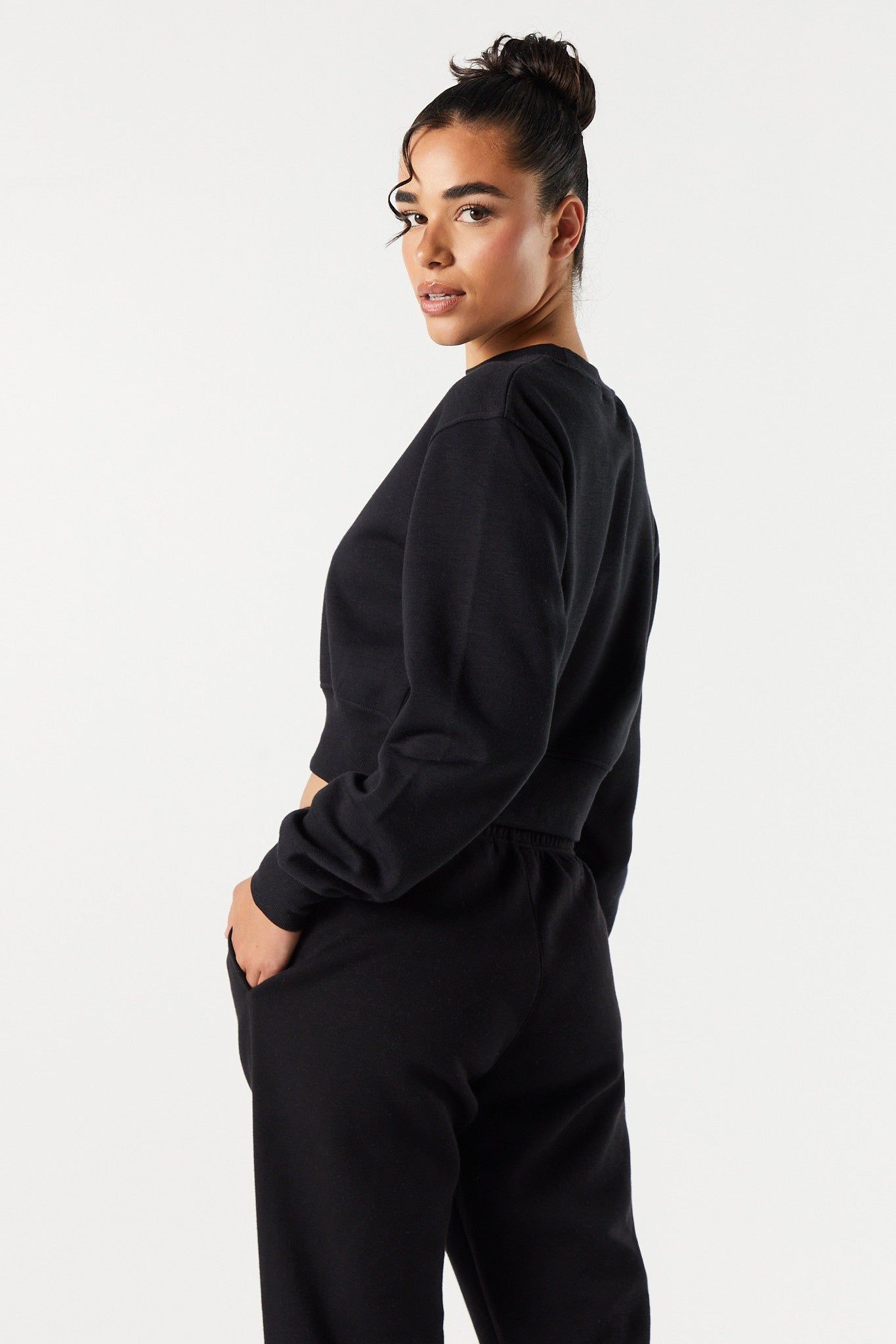 Fleece Cropped Sweatshirt sold by Charlotte Russe product image thumbnail 2