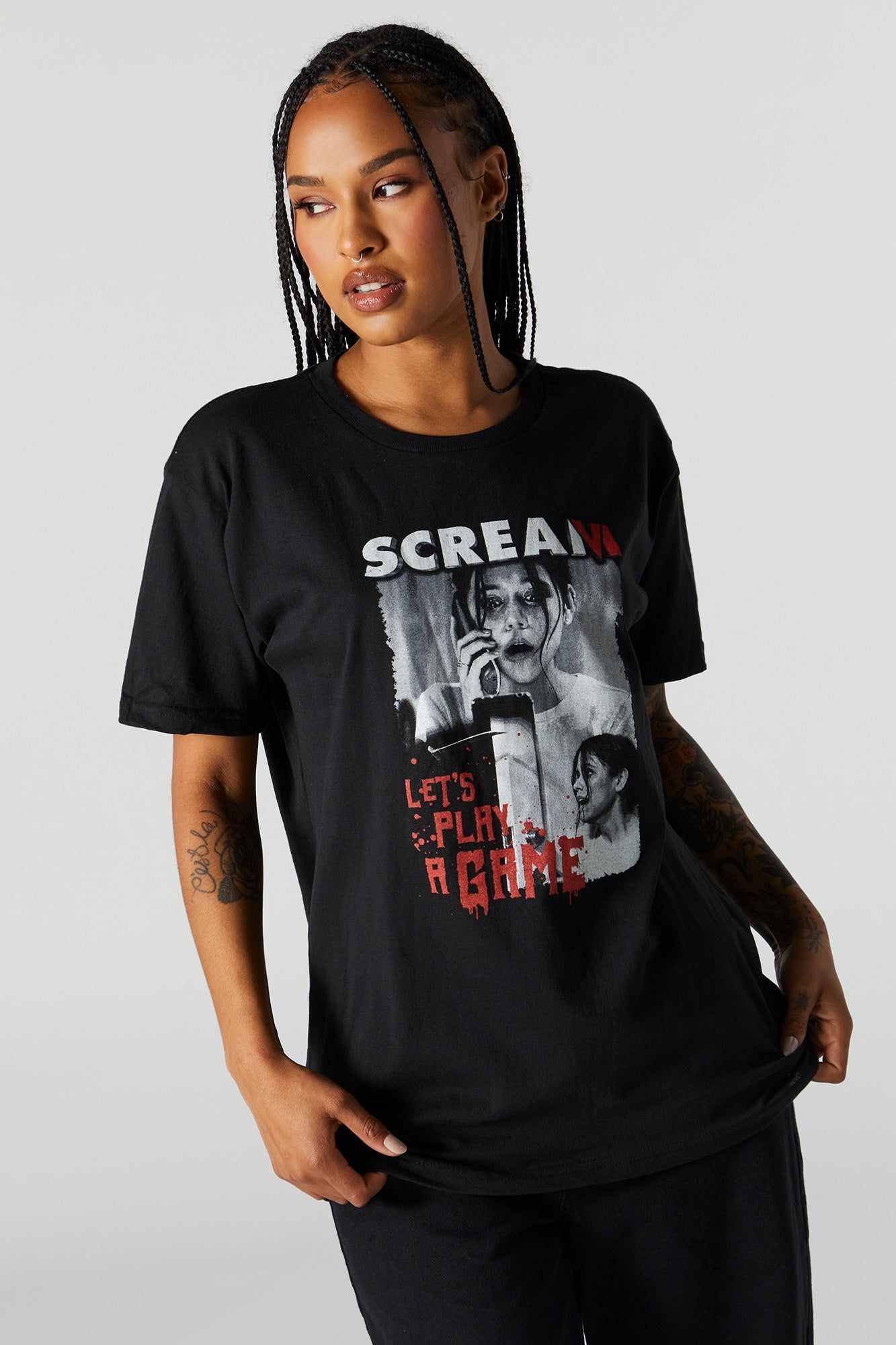 Scream Graphic Boyfriend T-Shirt sold by Charlotte Russe