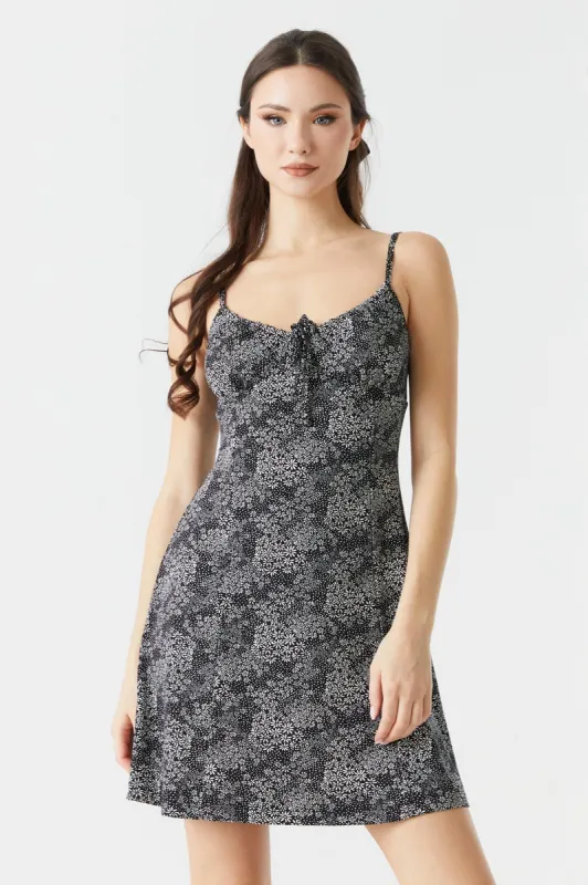 Floral Print Crepe Knit Cami Milkmaid Mini Dress sold by Charlotte Russe