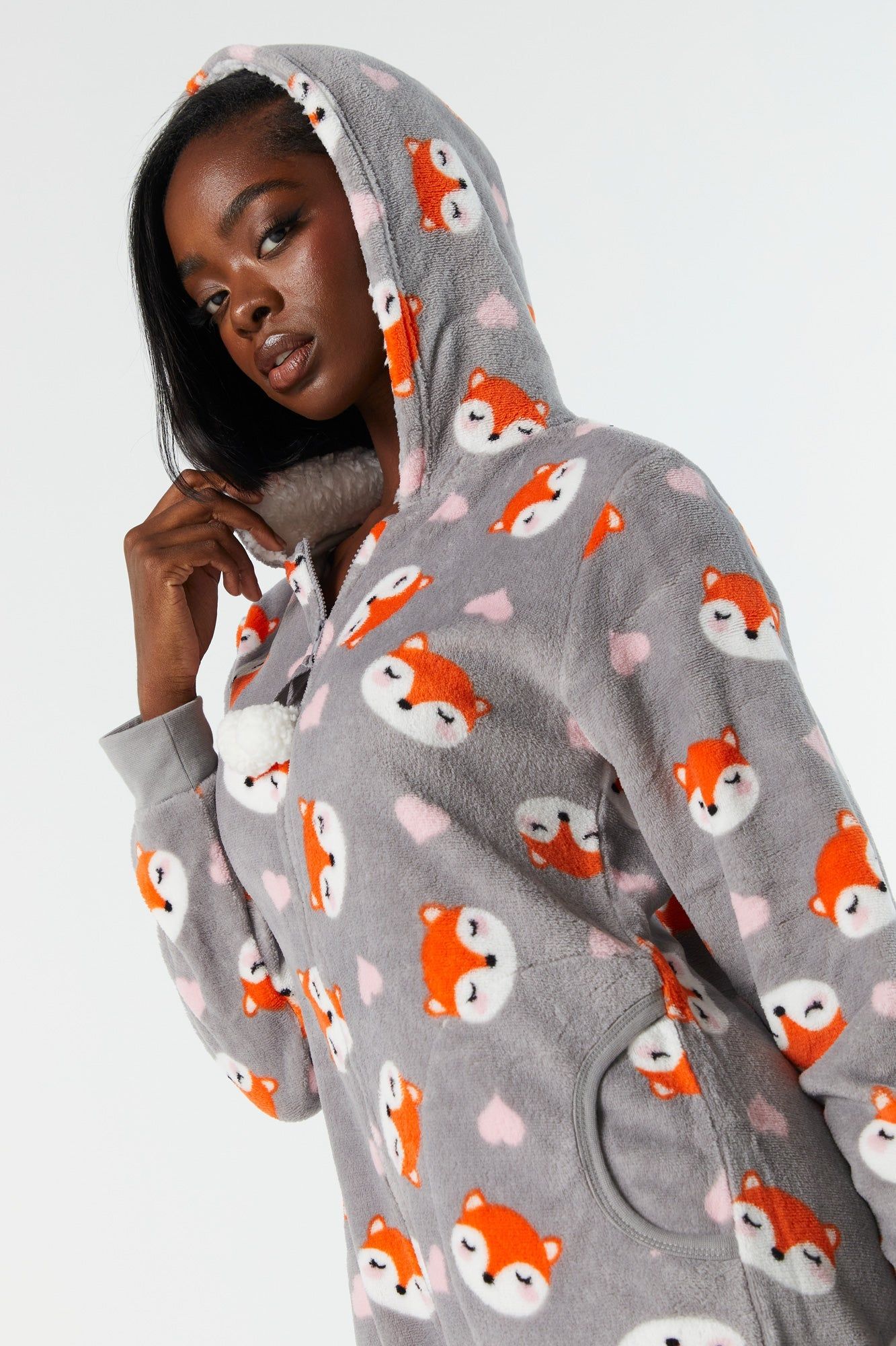 Plush Fox Print Onesie sold by Charlotte Russe product image thumbnail 2