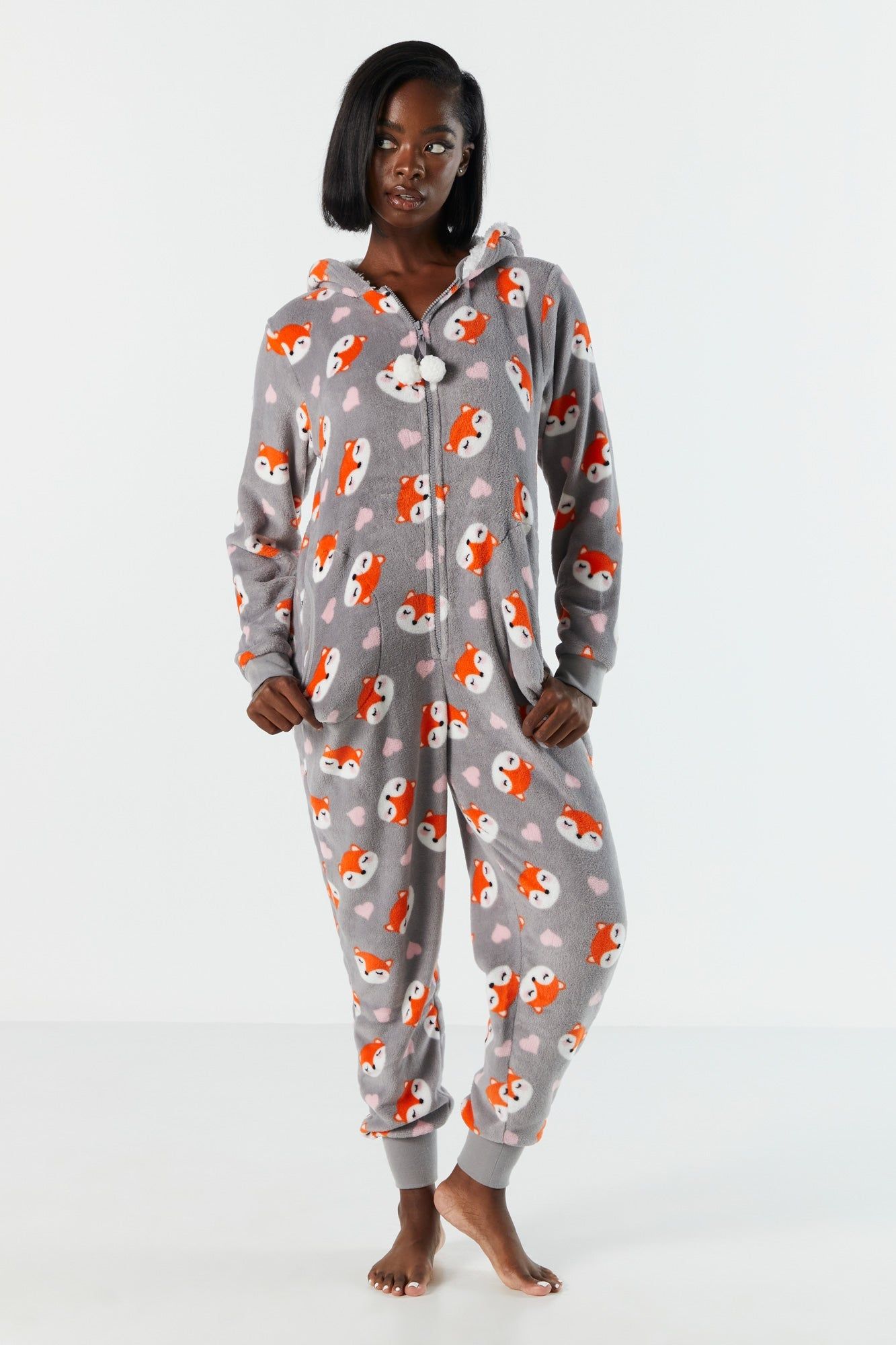 Plush Fox Print Onesie sold by Charlotte Russe