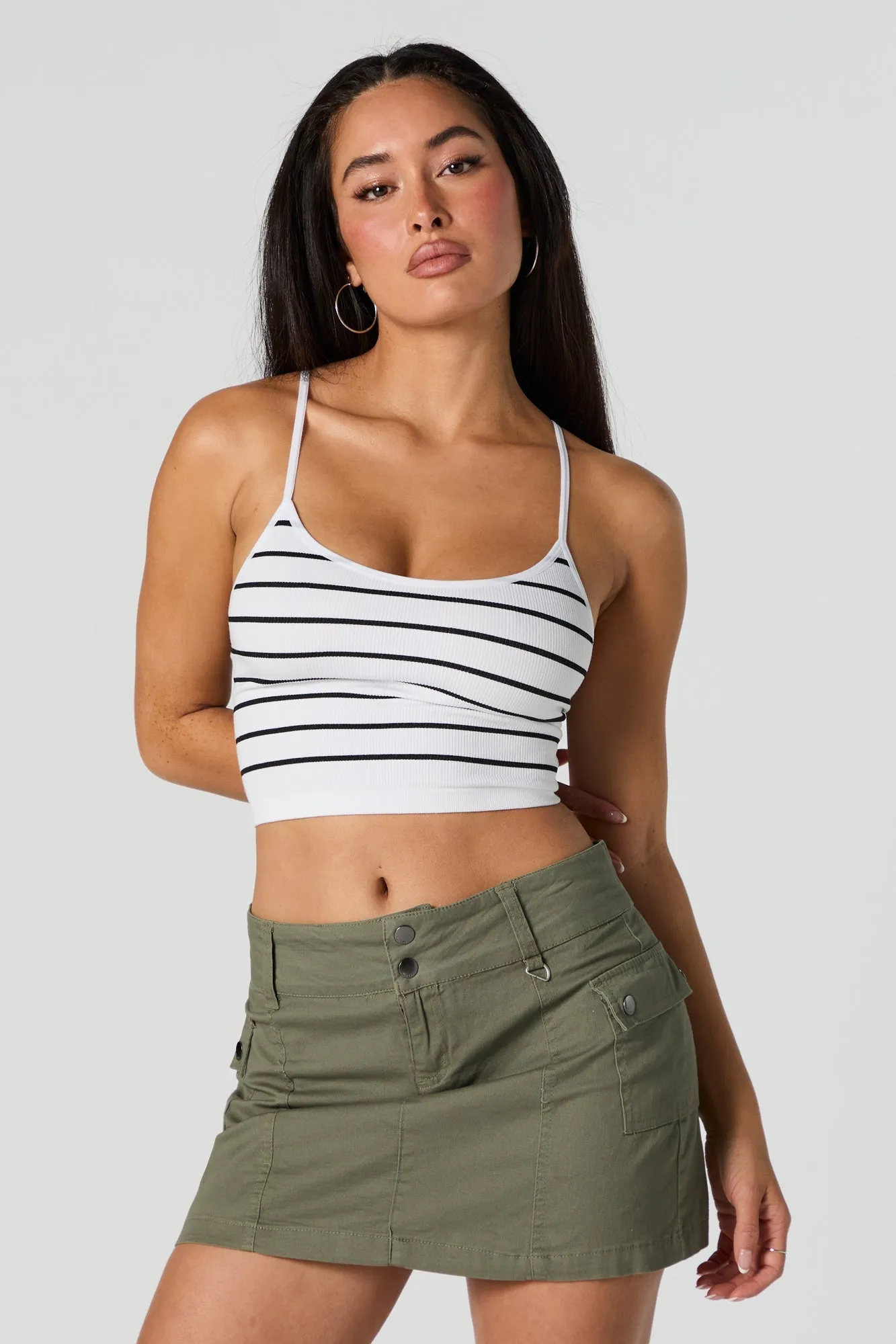 Striped Seamless Cami Crop Top sold by Charlotte Russe