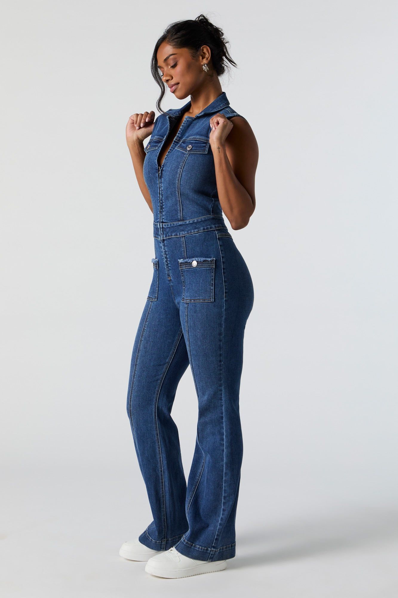 Sleeveless Denim Jumpsuit sold by Charlotte Russe product image thumbnail 4